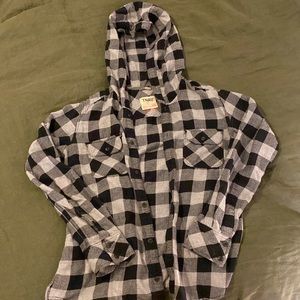 TNA black & gray hooded flannel